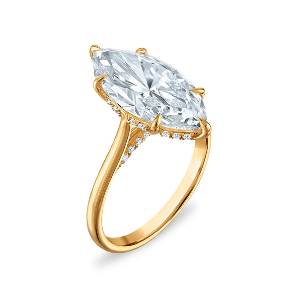 White Diamond Solitaire Plus Ring in 14KT Gold