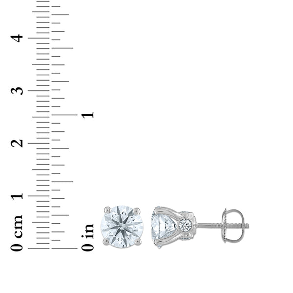 Red Hot Deal  4 CTW Round Lab Grown Diamond Stud Solitaire Earrings in 14KT White Gold