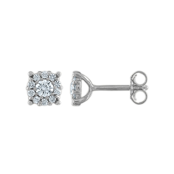 Red Hot Deal  1/2 CTW Round Lab Grown Diamond Cluster Stud Earrings in 10KT White Gold