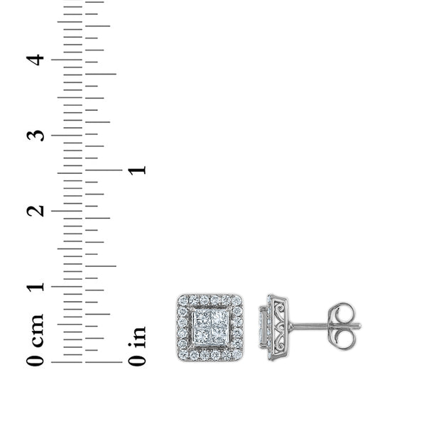 Red Hot Deal 1 CTW Lab Grown Square Halo Lab Grown Diamond Earrings in 14KT Gold