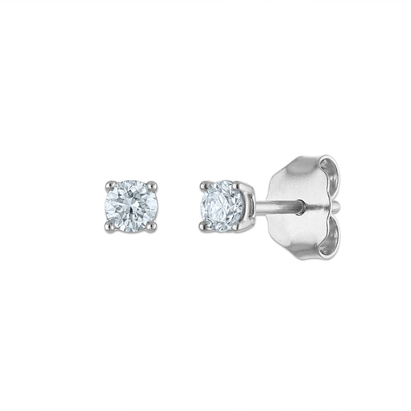 White Diamond Stud Earrings in 925 Silver