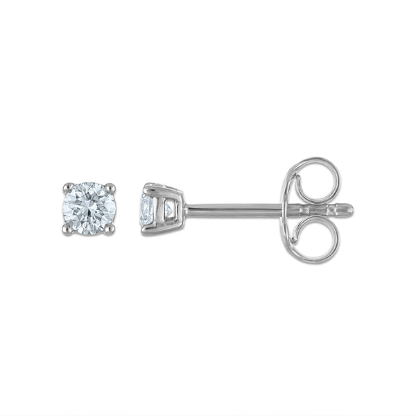 White Diamond Stud Earrings in 925 Silver