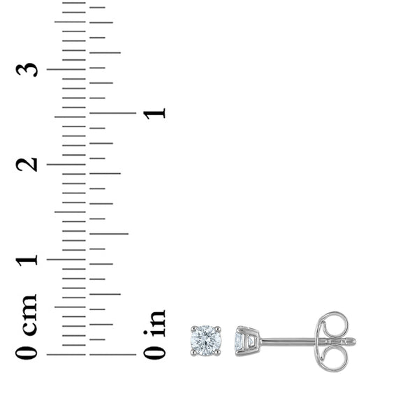 White Diamond Stud Earrings in 925 Silver