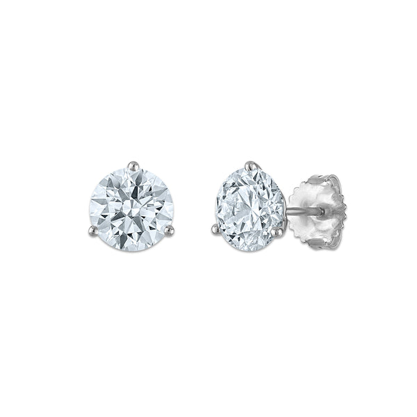 White Diamond Stud Earrings in 14KT Gold