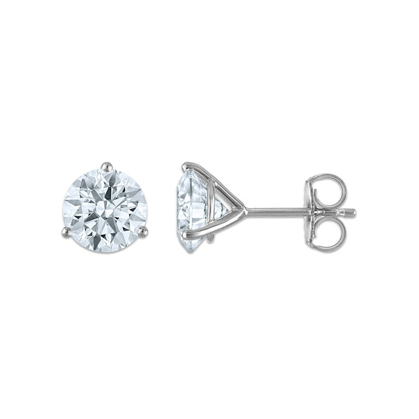 White Diamond Stud Earrings in 14KT Gold