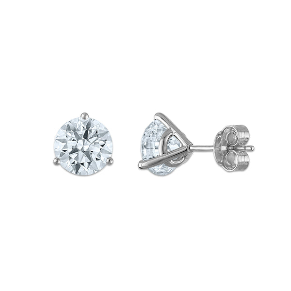 White Diamond Stud Earrings in 14KT Gold