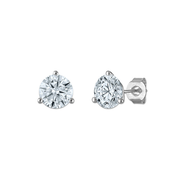 White Diamond Stud Earrings in 14KT Gold