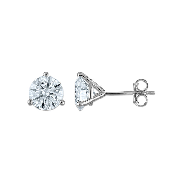 White Diamond Stud Earrings in 14KT Gold