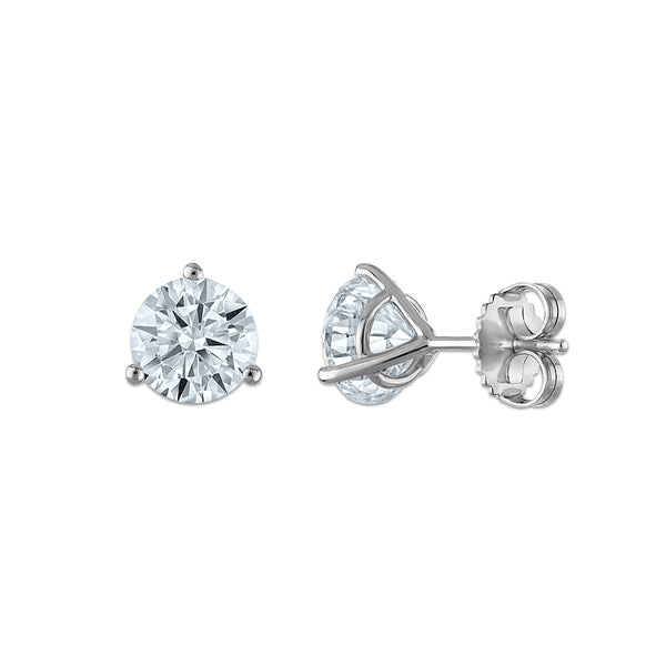 White Diamond Stud Earrings in 14KT Gold