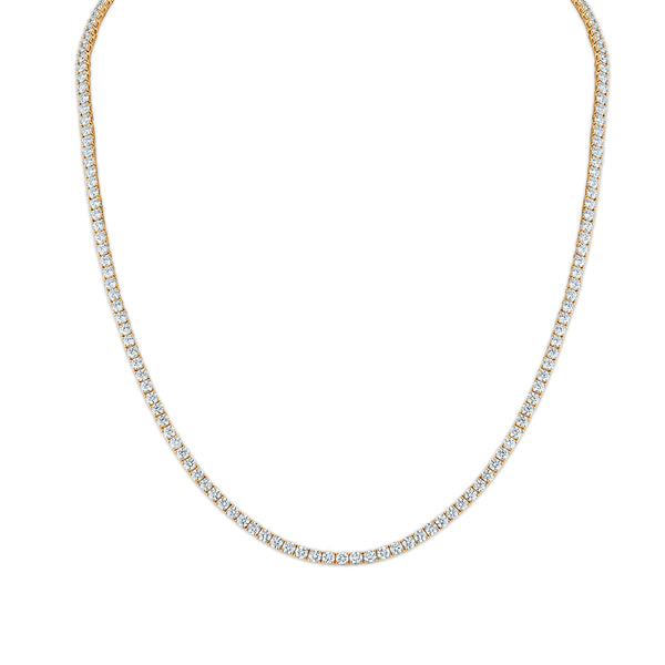 Red Hot Deal 10 CTW Round Lab Grown Diamond 18-inch Tennis Necklace in 10KT Yellow Gold