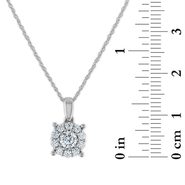 Red Hot Deal 1/2 CTW Round Lab Grown Diamond Cluster 18-inch Pendant in 10KT White Gold