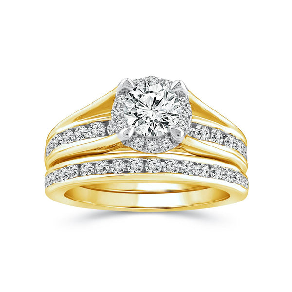 White Diamond Halo Ring in 10KT Gold