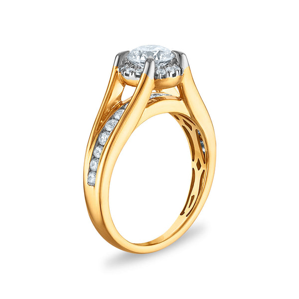 White Diamond Halo Ring in 10KT Gold