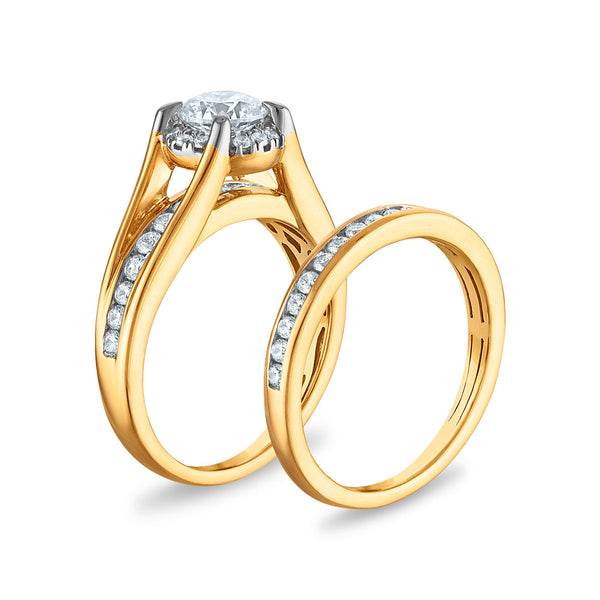 White Diamond Halo Ring in 10KT Gold