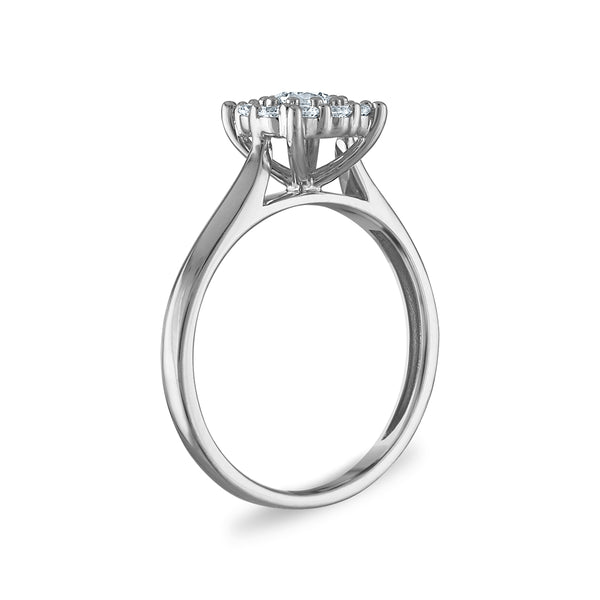 Red Hot Deal  1/2 CTW Lab Grown Diamond Engagement Cluster Ring in 10KT White Gold