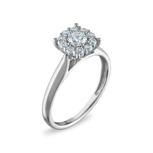 Red Hot Deal  1/2 CTW Lab Grown Diamond Engagement Cluster Ring in 10KT White Gold