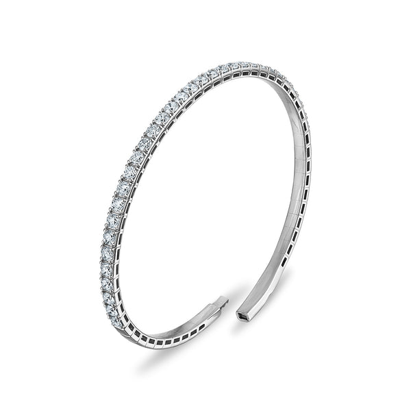 Red Hot Deal 3 CTW Lab Grown Diamond Flexi Bangle Bracelet in 10KT White Gold