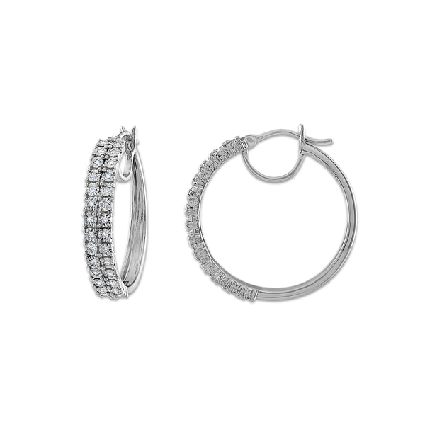 White Diamond Illusion Set Earrings in 925 Silver