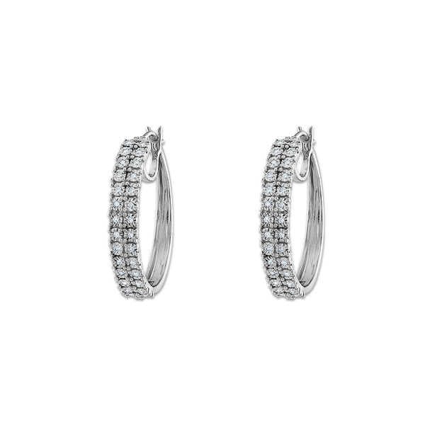 White Diamond Illusion Set Earrings in 925 Silver