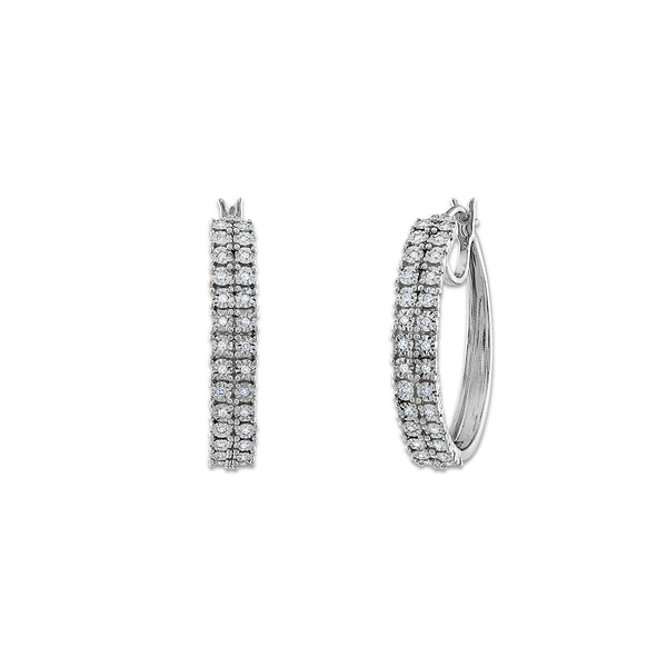 White Diamond Illusion Set Earrings in 925 Silver