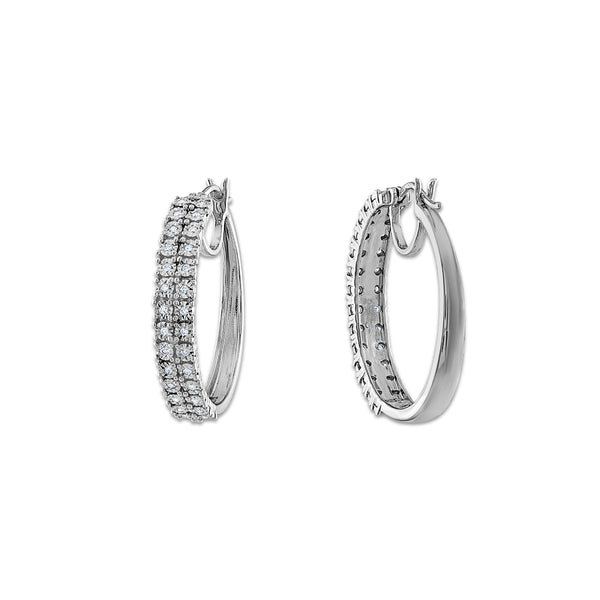 White Diamond Illusion Set Earrings in 925 Silver