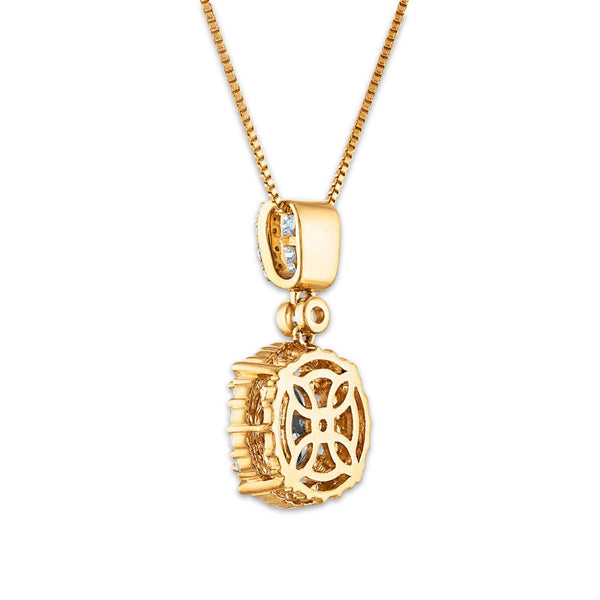 Red Hot Deal   3/4 CTW Natural Diamond Cluster Halo 18-inch Pendant in 10KT White and Yellow Gold