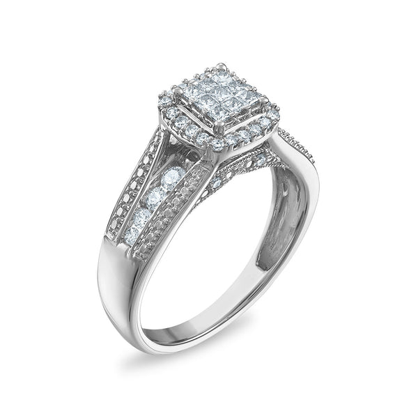 Red Hot Deal  1/2 CTW Natural Diamond Engagement Ring in 10KT White Gold