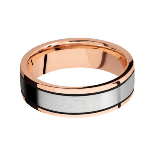 Lashbrook 14KT Rose Gold Band with Polished Finish and 14KT White Gold Inlay