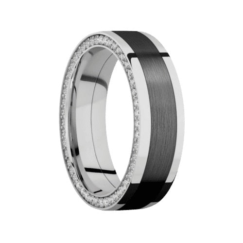 Lashbrook 10KT White Gold Band with Zirconium Inlay and 0.96 CTW Lab Grown Diamonds