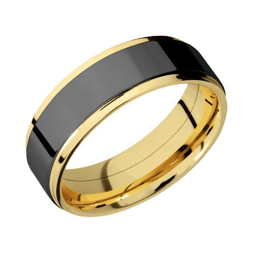 Lashbrook 10KT Yellow Gold Band with Polish Polished Finish and Zirconium Inlay
