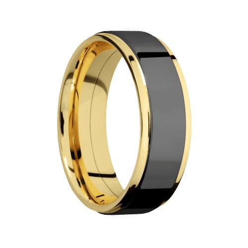Lashbrook 10KT Yellow Gold Band with Polish Polished Finish and Zirconium Inlay