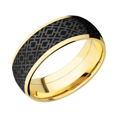 Lashbrook 10KT Yellow Gold Band with Polished Finish and Zirconium Inlay