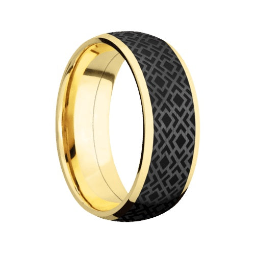 Lashbrook 10KT Yellow Gold Band with Polished Finish and Zirconium Inlay