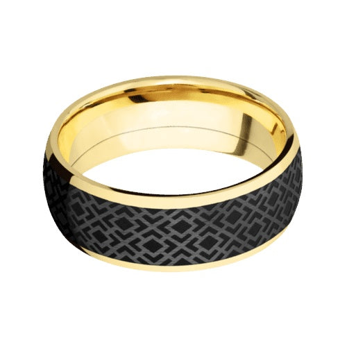 Lashbrook 10KT Yellow Gold Band with Polished Finish and Zirconium Inlay