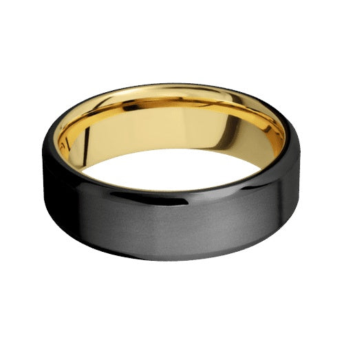 Lashbrook Zirconium Band with Bead Polished Finish and 14KT Yellow Gold