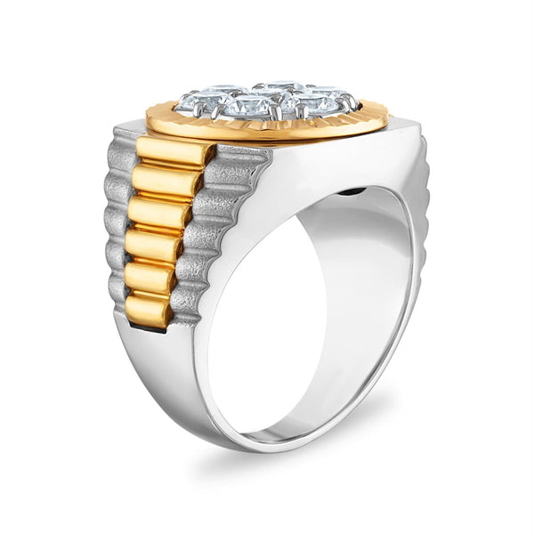 Signature 2 CTW Natural Diamond Rolex-look Ring in 14KT White and Yellow Gold