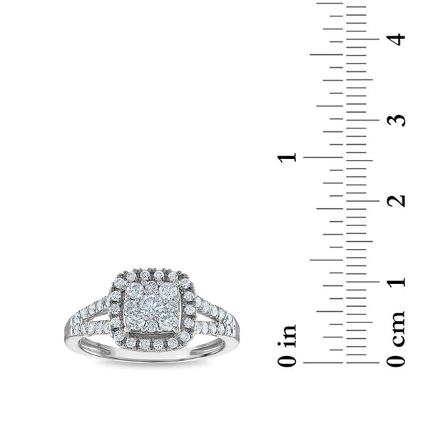 Signature 3/4 CTW Natural Diamond Engagement Halo Cushion Ring in 14KT White Gold