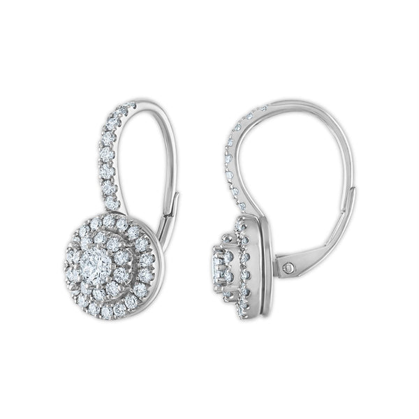 Signature EcoLove 1 CTW Lab Grown Diamond Cluster Halo Round Shaped Earrings in 14KT White Gold