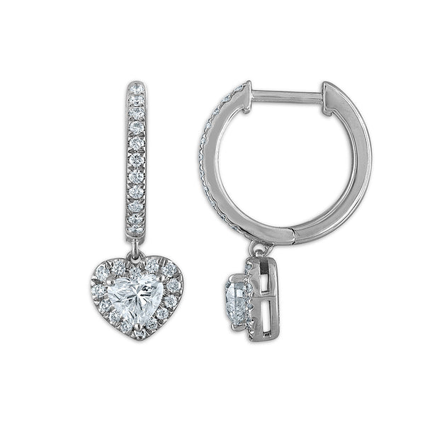 White Diamond Drop / Dangle Earrings in 14KT Gold