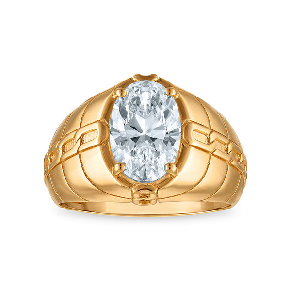 Signature EcoLove 3 CTW Oval Lab Grown Diamond Solitaire Ring in 14KT Yellow Gold