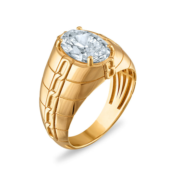 Signature EcoLove 3 CTW Oval Lab Grown Diamond Solitaire Ring in 14KT Yellow Gold