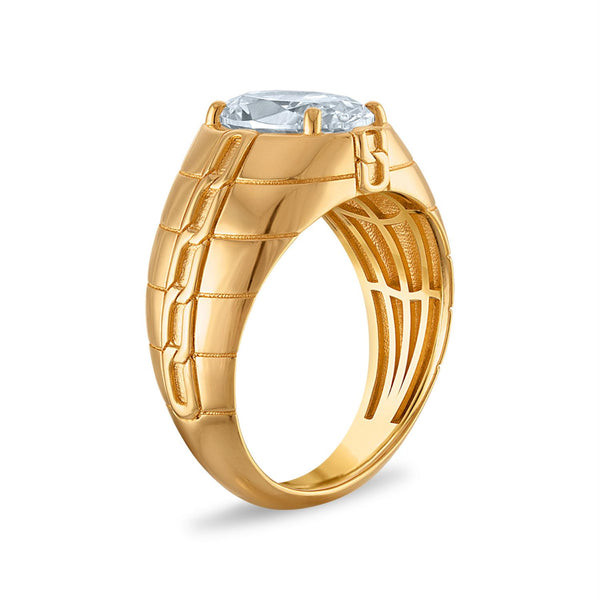 Signature EcoLove 3 CTW Oval Lab Grown Diamond Solitaire Ring in 14KT Yellow Gold