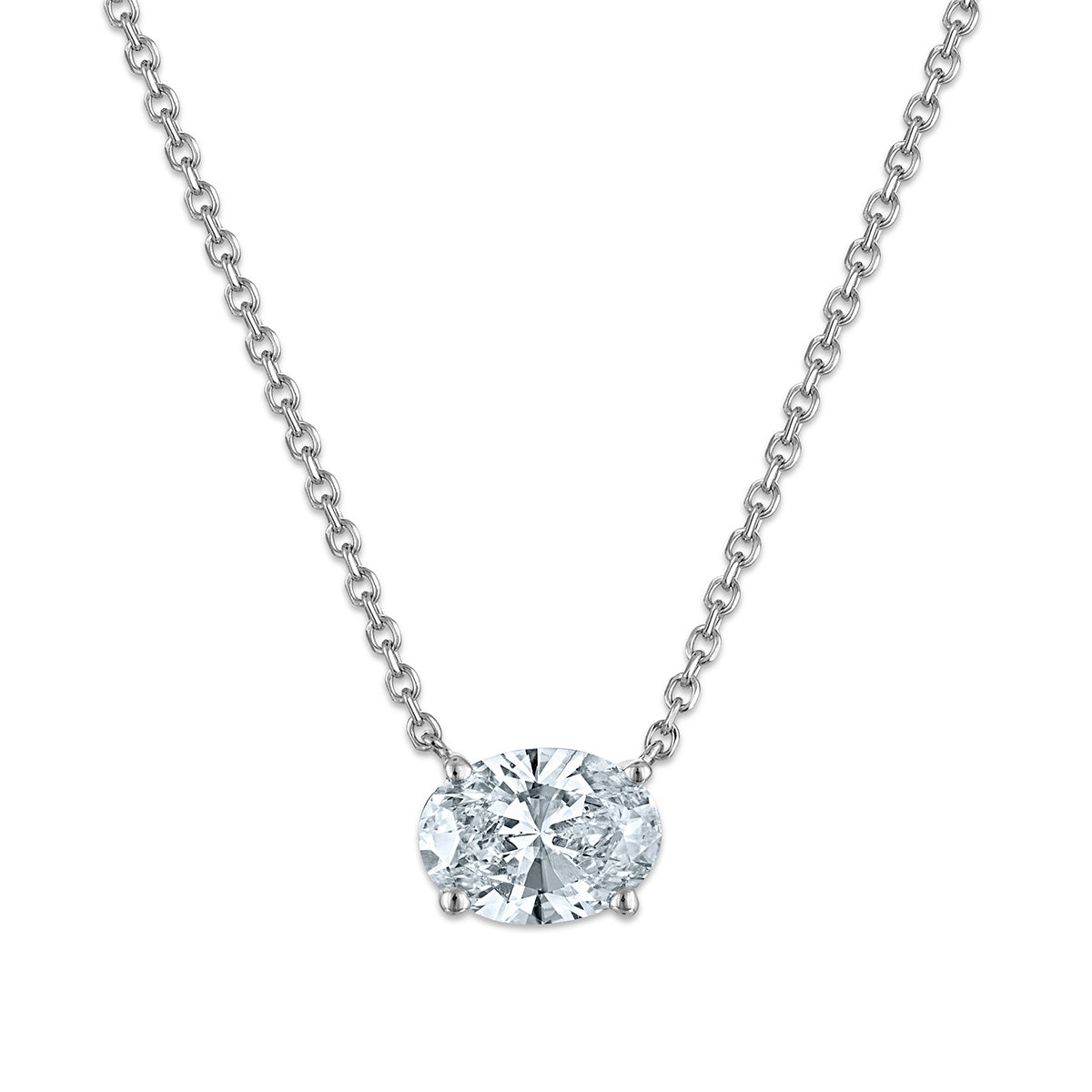 Signature EcoLove 1 CT Oval Lab Grown Diamond Solitaire Necklace in 14KT White Gold