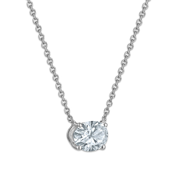 Signature EcoLove 1 CT Oval Lab Grown Diamond Solitaire Necklace in 14KT White Gold