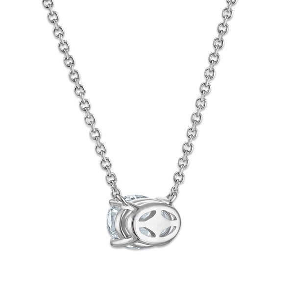 Signature EcoLove 1 CT Oval Lab Grown Diamond Solitaire Necklace in 14KT White Gold