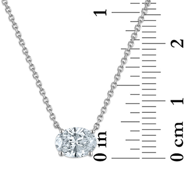 Signature EcoLove 1 CT Oval Lab Grown Diamond Solitaire Necklace in 14KT White Gold