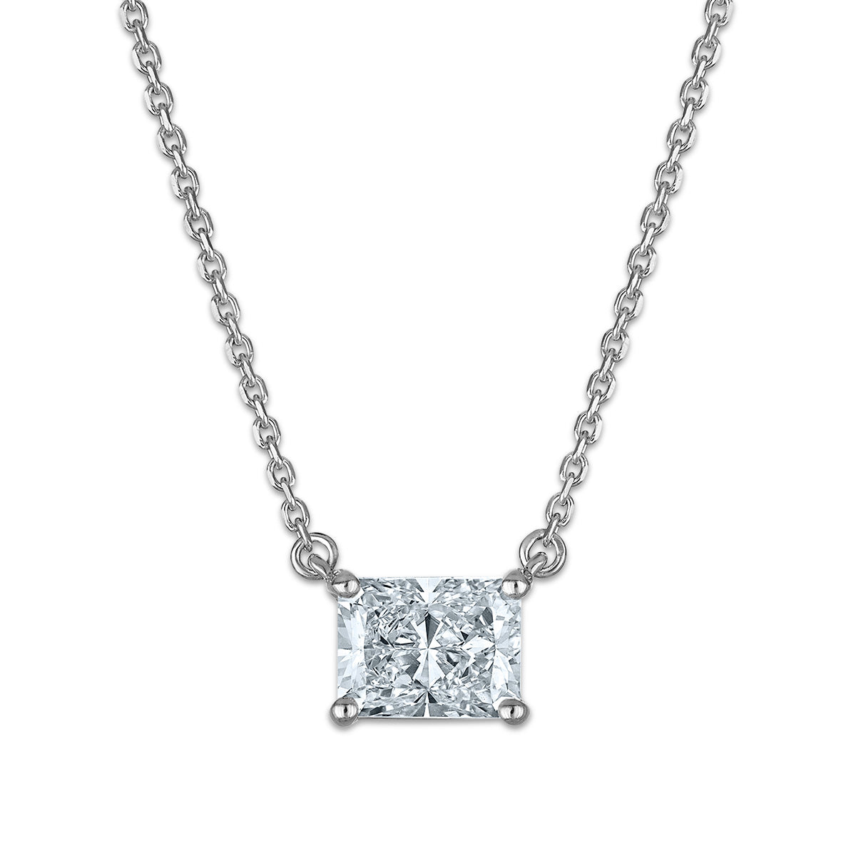 Signature EcoLove 1 CT Radiant Cut Lab Grown Diamond Solitaire Necklace in 14KT White Gold