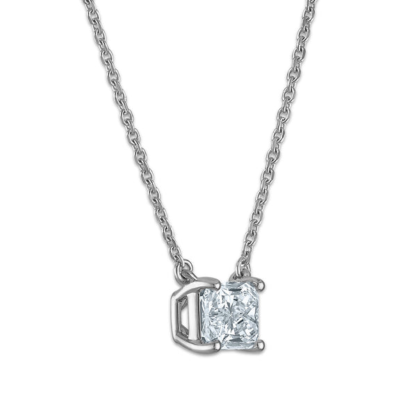 Signature EcoLove 1 CT Radiant Cut Lab Grown Diamond Solitaire Necklace in 14KT White Gold