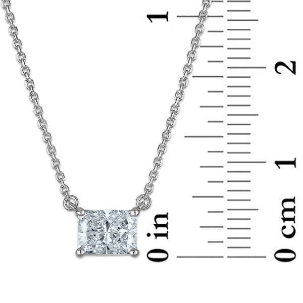 Signature EcoLove 1 CT Radiant Cut Lab Grown Diamond Solitaire Necklace in 14KT White Gold