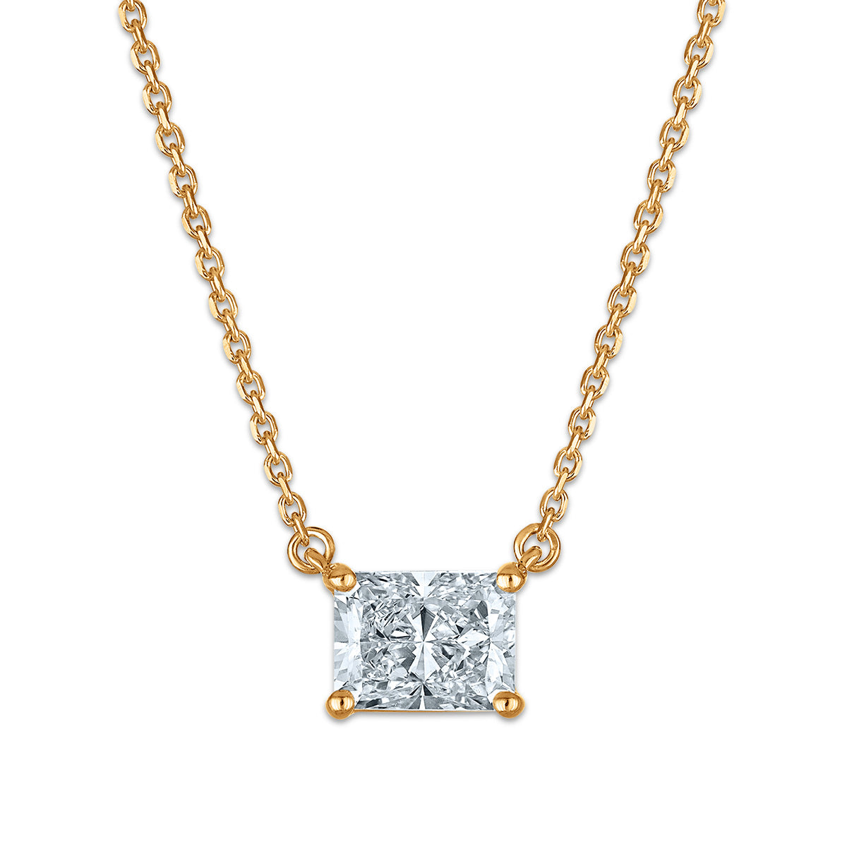 Signature EcoLove 1 CT Radiant Cut Lab Grown Diamond Solitaire Necklace in 14KT Yellow Gold